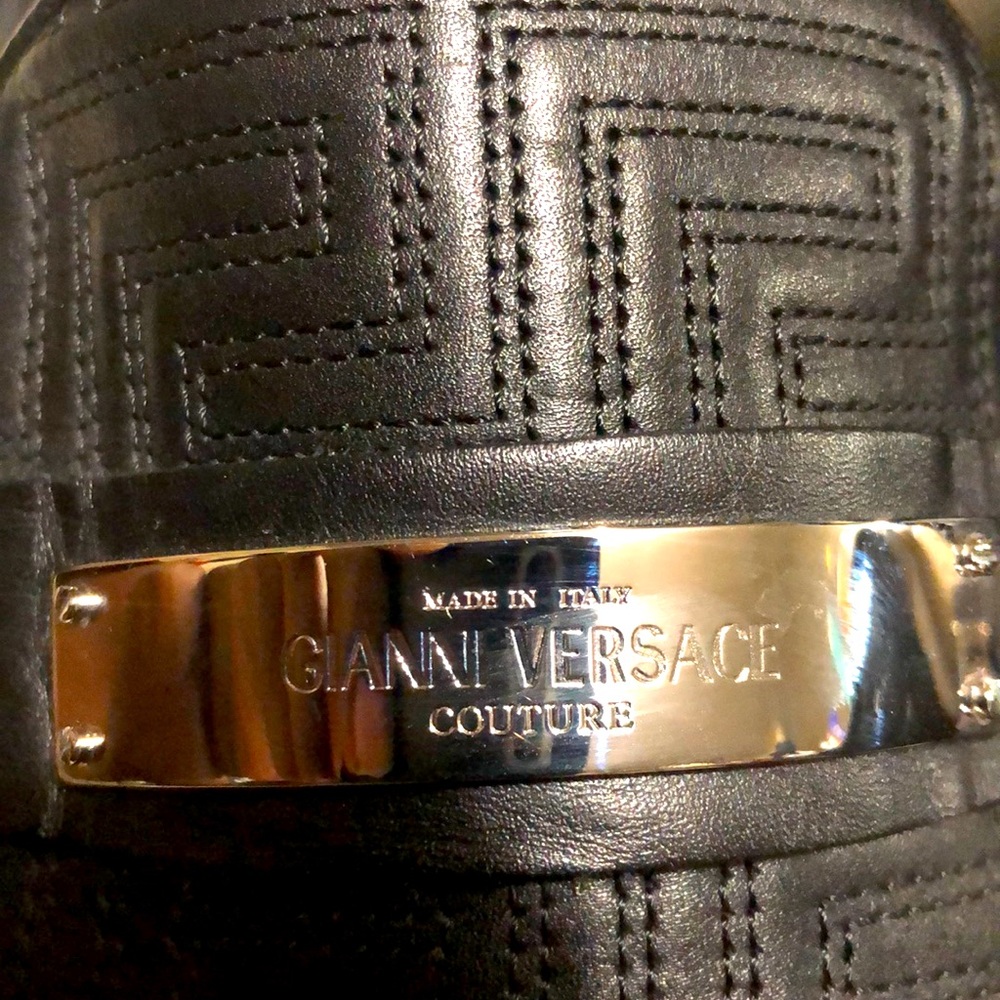 GIANNI Versace Black Leather Men's Shoes AUTHENTIC